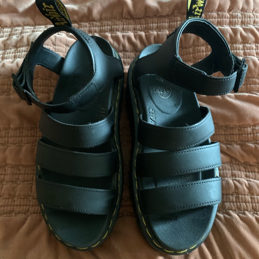 Dr. Martens Black Sandals with Yellow Stitching - Picture 2 of 5